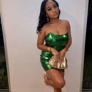 Green Metallic Revolve Dress